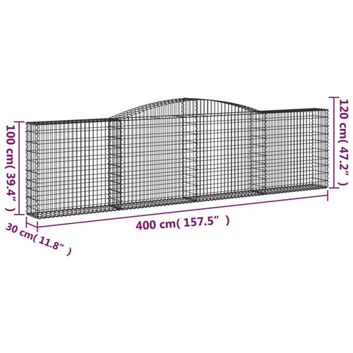  Lučne gabionske ko&amp;scaron;are 2 kom 400x30x100/120cm pocinčano željezo Slike