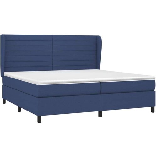  Krevet s oprugama i madracem plavi 200 x 200 cm od tkanine Slike