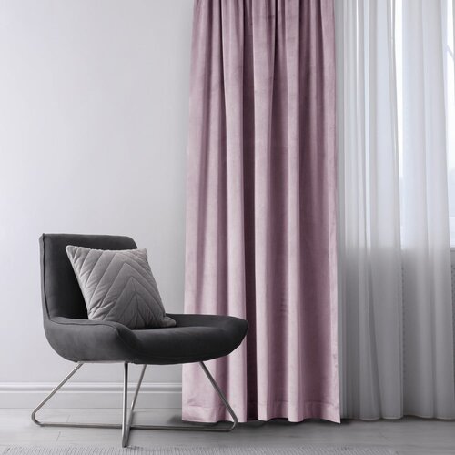Restilo Svetlo rožnata žametna zavesa za delno zatemnitev 140x270 cm Eyelets &amp;ndash; Slike