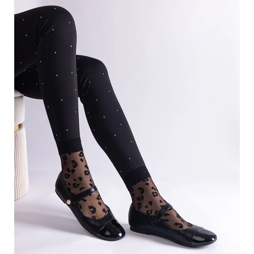 Gemre Black ballerinas with patent toe fastened with Velcro Jaures Slike