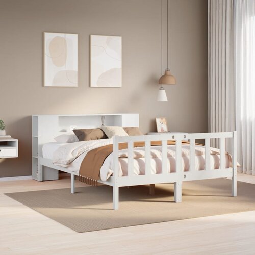 vidaXL Krevet s regalom z knjige bez madraca bijeli 120x190cm borovina Cijene