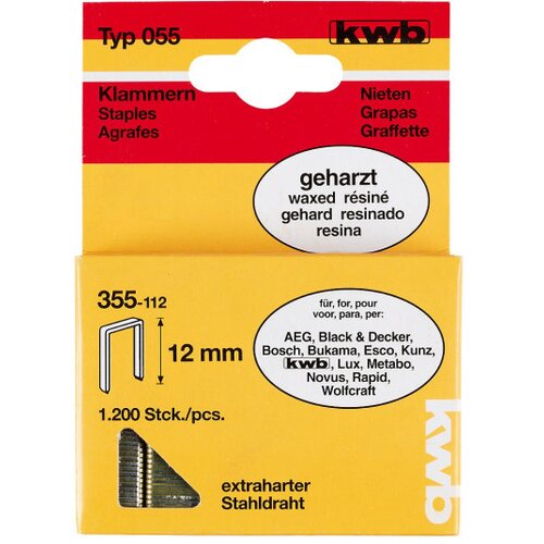 KWB Spajalice, 6,1 mm x 15 mm, uski hrbat, čelik, 1000 kom. 355115 igle za zabijače Cijene