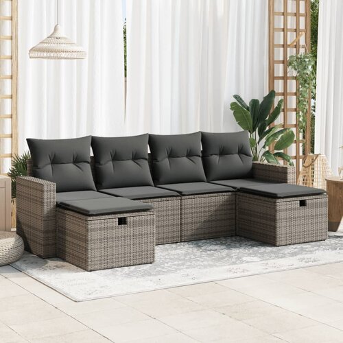vidaXL 6-dijelni set vrtnih sofa od poliratana s jastucima sivi Cijene