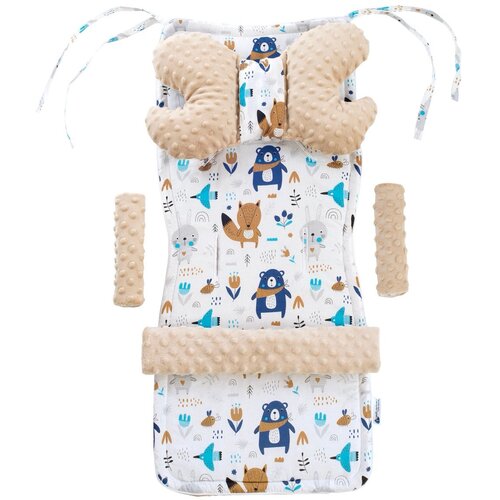 Medi Partners Stroller insert in a 4-piece set - Boho animals + beige minky Slike