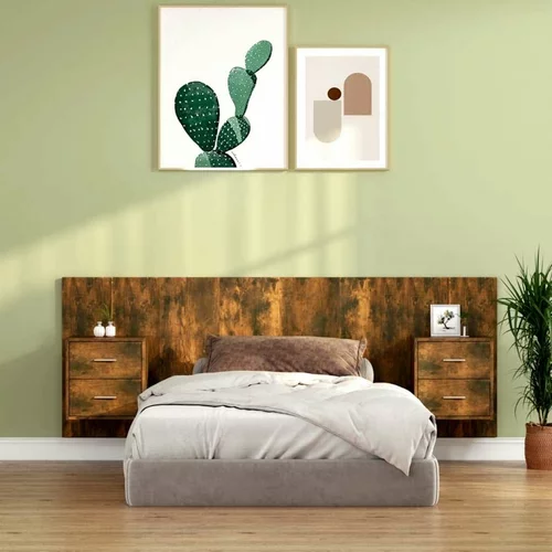  Uzglavlje za krevet s ormarićima boja hrasta konstruirano drvo