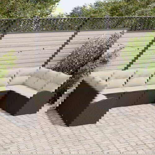 vidaXL set kauča za vrt 9 dijelova Smeđa i krem Ratan Set kauča za vrt Cene