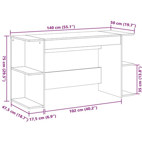  Radni stol boja hrasta sonome 140x50x75 cm konstruirano drvo Slike