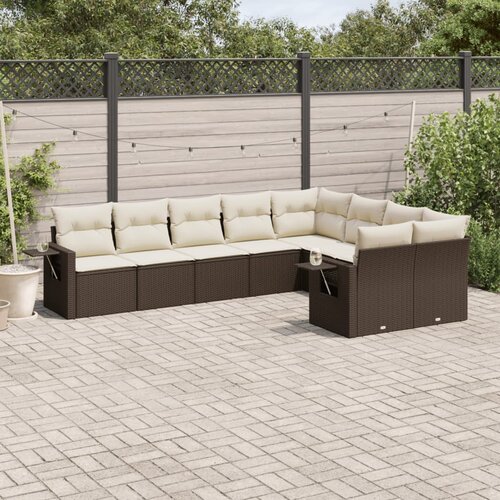  9-dijelni set vrtnih sofa s jastucima poliratan smeđi Cijene