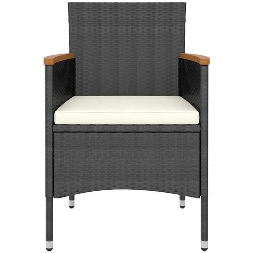  5-dijelni vrtni blagovaonski set od poliratana i stakla crni Crna 120 x 120 x 75 cm Slike