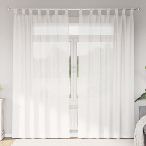 Voile zavjese s petljama 2 kom bijele 140x245 cm Cene