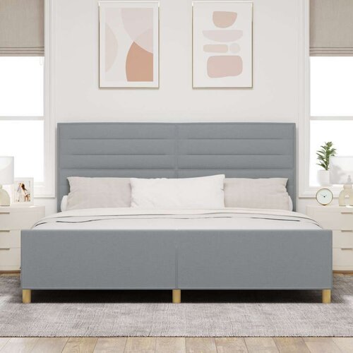  Krevet u svijetlosivoj boji 200x200 cm Tkanina Slike