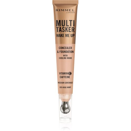 Rimmel London Multi-Tasker Wake Me Up tekući puder i korektor za sjaj lica nijansa 25 Rose Ivory 20 ml Slike