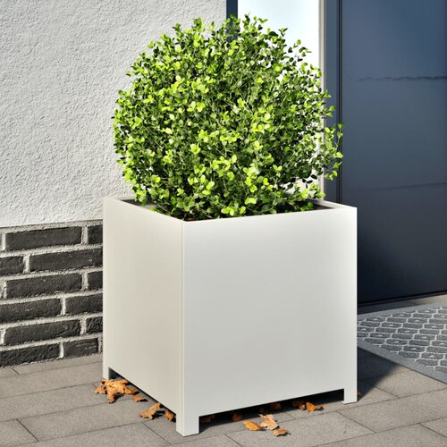 VidaXL Vrtno korito bela 50x50x50 cm jeklo Slike