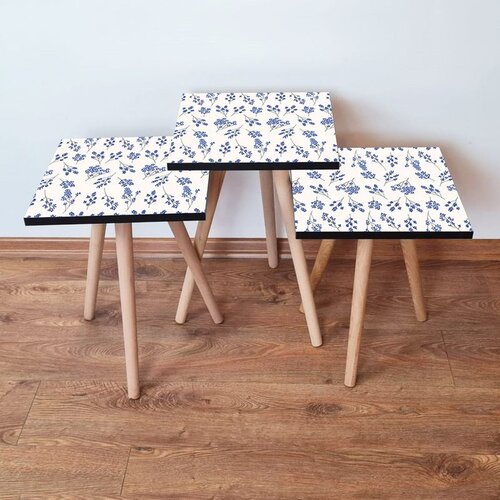 Hanah home 3Shp259 - navy blue navy bluewhite nesting table (3 pieces) Cene