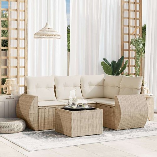  5-dijelni vrtni set sofa s jastucima bež od poliratana Cijene