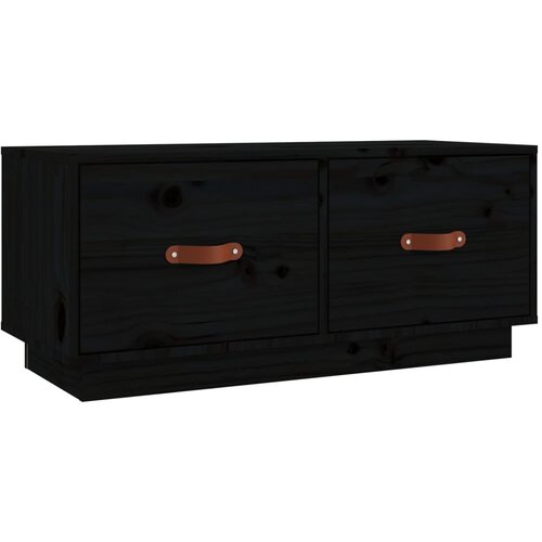 Maison Chic TV omarica - TV enota - Televizijska omarica črna 80x34x35 cm trdna borovina, (21700317) Slike