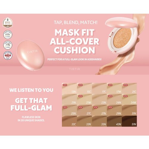 TIRTIR Mask Fit Aura Cushion Mini matirajući puder u spužvici nijansa 21W Natural Ivory 4.5 g Slike