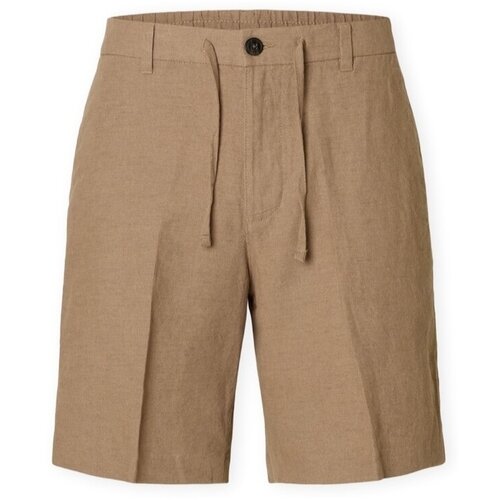 Selected Kratke hlače & Bermuda Noos Regular-Leroy Linen Shorts - Caribou Kostanjeva Cene
