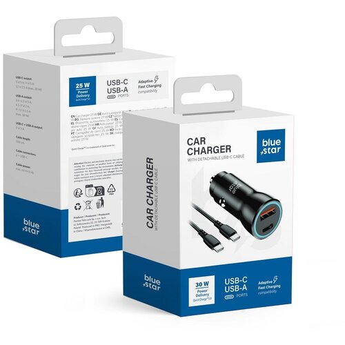 Blue Star Auto punjač Blue Star 30 W (PD, QC 3.0, AFC) s USB C konektorom i USB CC 60 W kabelom Cene