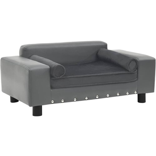 SOFA za pse siva 81 x 43 x 31 cm od pli&amp;scaron;a i umjetne kože Slike