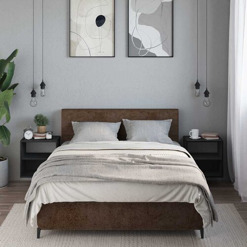  Zidni noćni ormarići 2 kom crni 40x31x39,5 cm Crna Slike