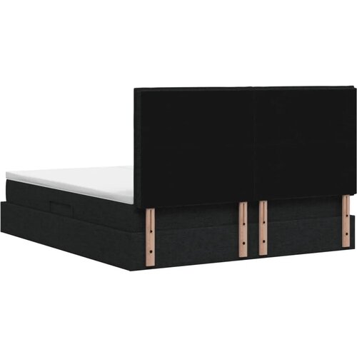  Krevet s od storage s uzglavljem Crna 200 x 200 cm Tkanina - Crna 200 x 200 cm Dizajn linija Slike