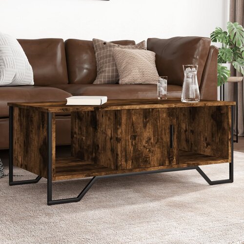 VidaXL Klubska mizica dimljeni hrast 100x51x40 cm inženirski les Slike