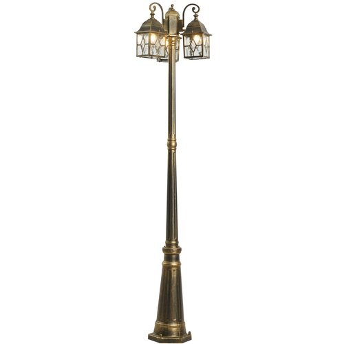 QAZQA Klasična zunanja svetilka starinsko zlata s prozornim steklom 198 cm IP44 - London Slike