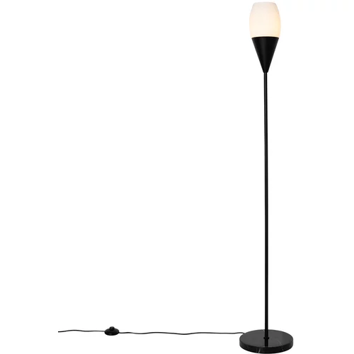 QAZQA Moderna stoječa svetilka črna z opalnim steklom - Drop