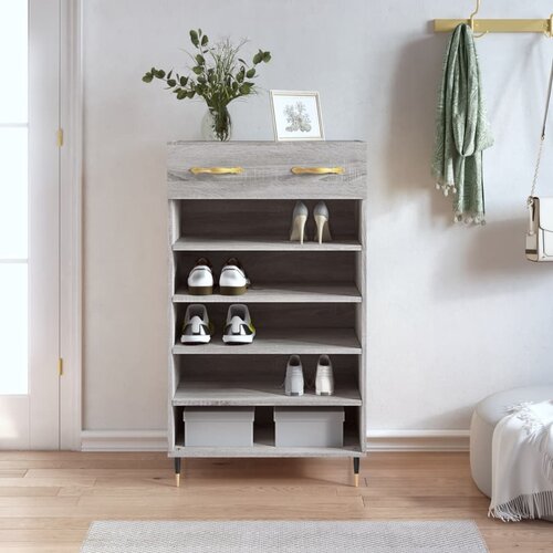The Living Store Omarica za čevlje siva sonoma 60x35x105 cm inženirski les - Omarica Za Čevlje, (21429262) Slike