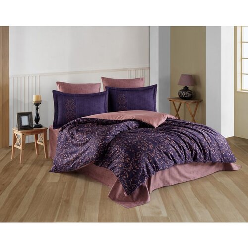L'essential Maison gris v2 - purple dusty rose ekskluzivni satenski set pokrivača za krevet Cene