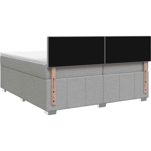  LED okvir za krevet s madracem Svjetlosiva 200 x 200 cm Tkanina Slike
