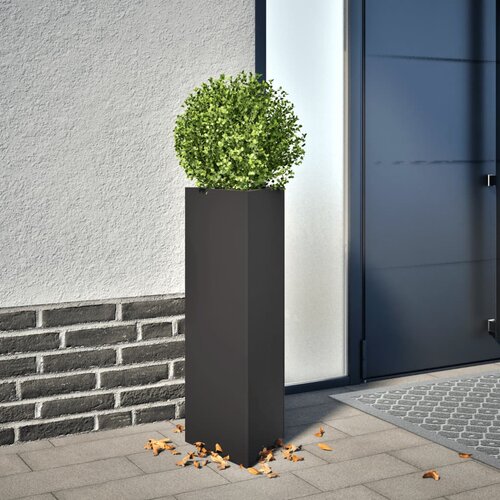 VidaXL Vrtne sadilice 2 kom crne trokutaste 30x26x75 cm čelične Slike
