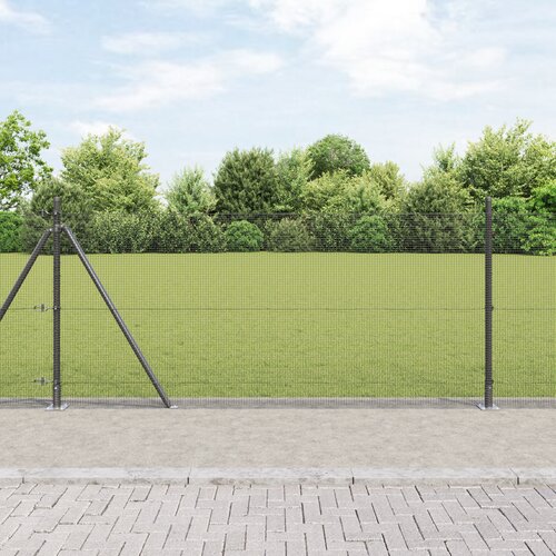 vidaXL varjena žična ograja s 13 stebri z obelki siva 1x50 m jeklo Cene