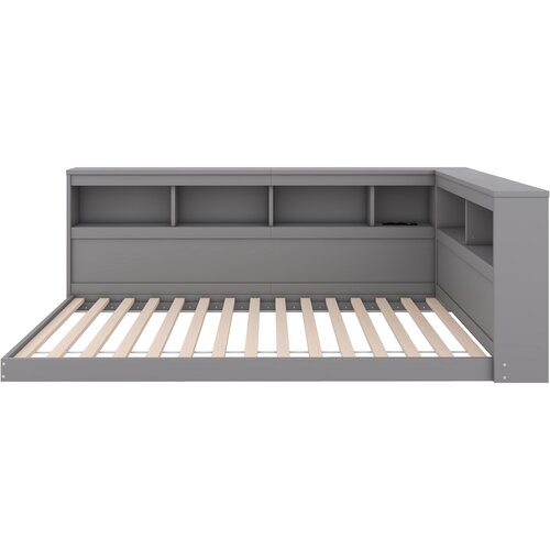 Lumor Postelja s klopjo 90x200 cm - Z USB vtičnicami in shranjevanjem - Siva, (22156183) Cene