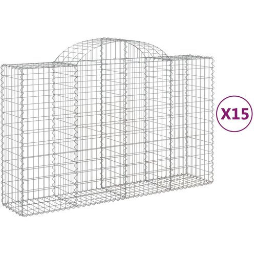  Lučne gabionske ko&amp;scaron;are 15kom 200x50x120/140cm pocinčano željezo Slike