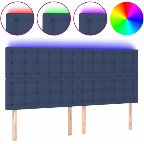 vidaXL LED posteljno vzglavje modro 180x5x118/128 cm blago, (20933300)