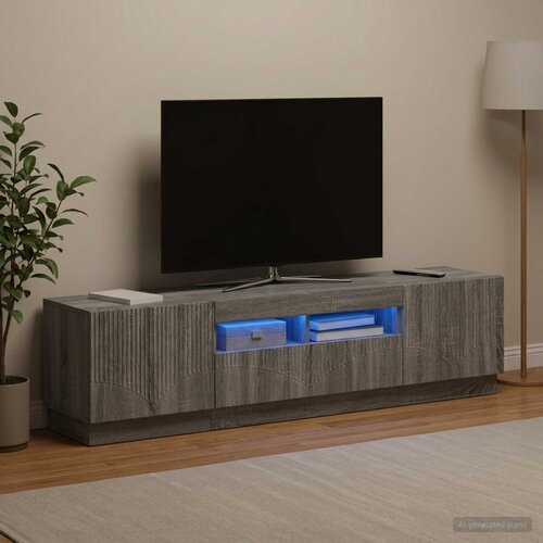 LED TV kabinet HOORN 3 kom. Siva Sonoma Konstruirano drvo 81 x 35 x 40 cm Slike