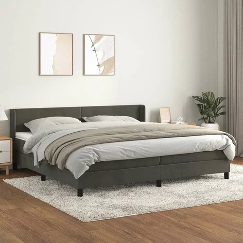  Box spring postelja z vzmetnico temno siva 200x200 cm žamet, (20791048)
