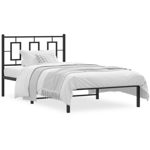 vidaXL Kovinski posteljni okvir z vzglavjem črn 100x190 cm Cene