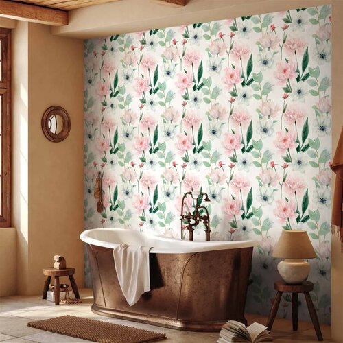  Tapeta - Peonies on white background 50x1000 Cene