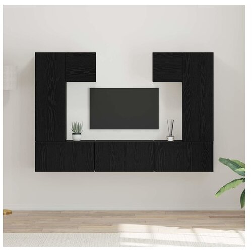 VidaXL stenska TV omarica, les, črna, 30,5x30x30 cm, 2 kos Slike