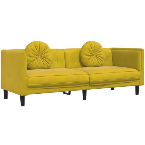 Maison Chic kavč - Sofa - Kanape trosed z blazinami rumen žamet, (21726440) Cene