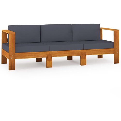 Maison Chic Vrtni kavč - Zunanji kavč trosed s temno sivimi blazinami akacijev les, (22043717) Cene