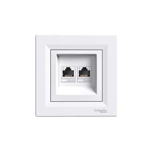 Schneider Electric Electric Asfora CAT6, UTP RJ45 vgradni dvojni podatkovni konektor, bel (EPH4800121) Cene