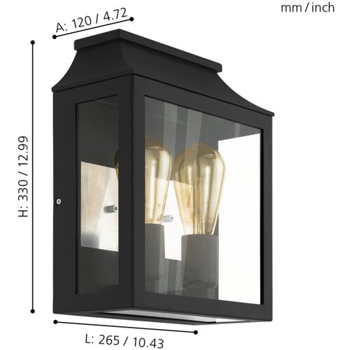 Eglo soncino spoljna zidna lampa/2, e27, alu gus/crna Cene