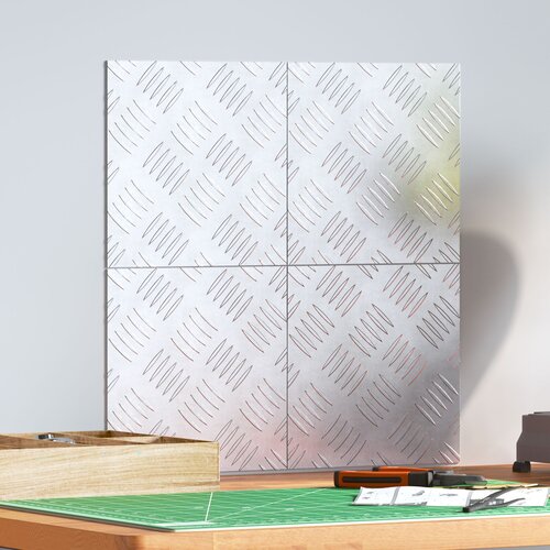 VidaXL Srebrna Kovina 20 x 20 x 0.3 cm Stopnice Kvadratne Slike