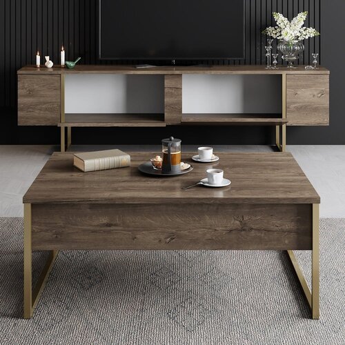 Kalune Design Luxe - Walnut, Gold WalnutGold TV Stand Slike
