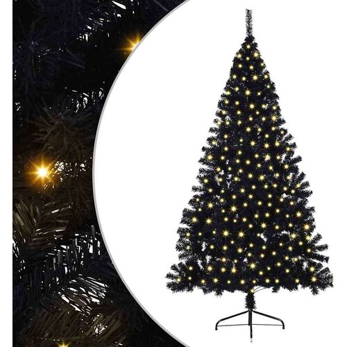 VidaXL Umjetno predsvijetljeno božićno drvce Crna 210 cm PVC Slike