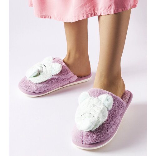 Gemre Purple and Green Soft Bee Slippers Slike